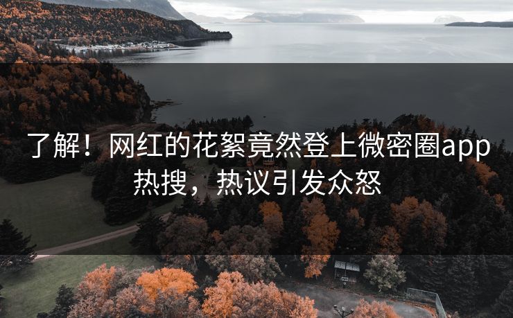 了解！网红的花絮竟然登上微密圈app热搜，热议引发众怒