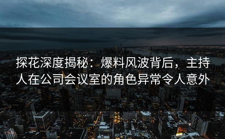 探花深度揭秘：爆料风波背后，主持人在公司会议室的角色异常令人意外