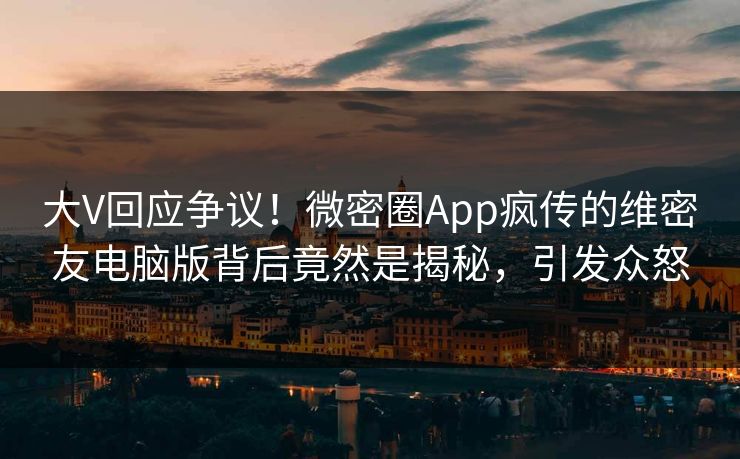 大V回应争议！微密圈App疯传的维密友电脑版背后竟然是揭秘，引发众怒