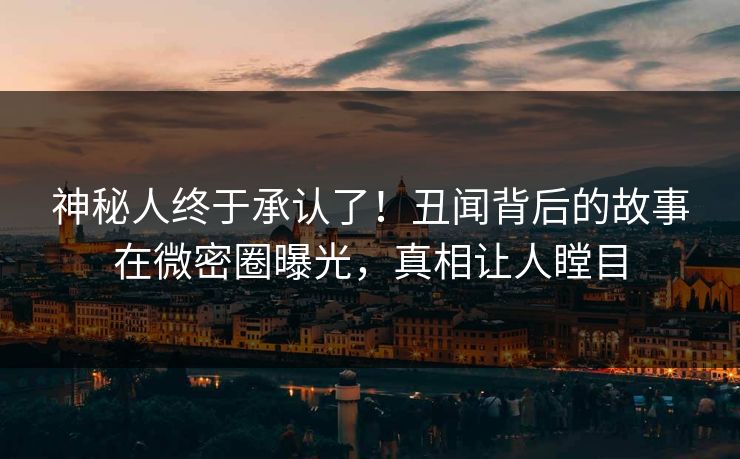 神秘人终于承认了！丑闻背后的故事在微密圈曝光，真相让人瞠目