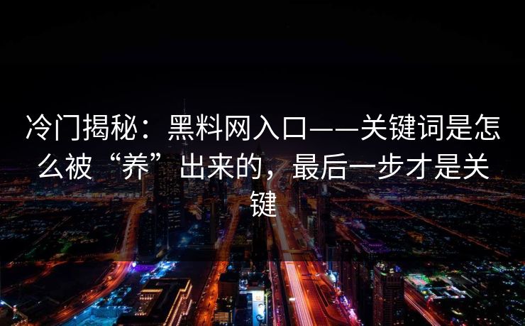冷门揭秘：黑料网入口——关键词是怎么被“养”出来的，最后一步才是关键